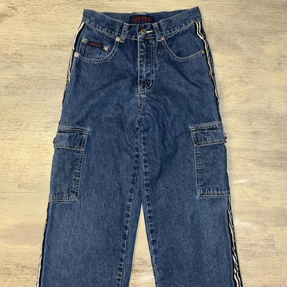 EUC Vintage Y2K Boys Side Stripe Wide Leg Cargo Jeans Size 10 Years - Picture 2 of 7